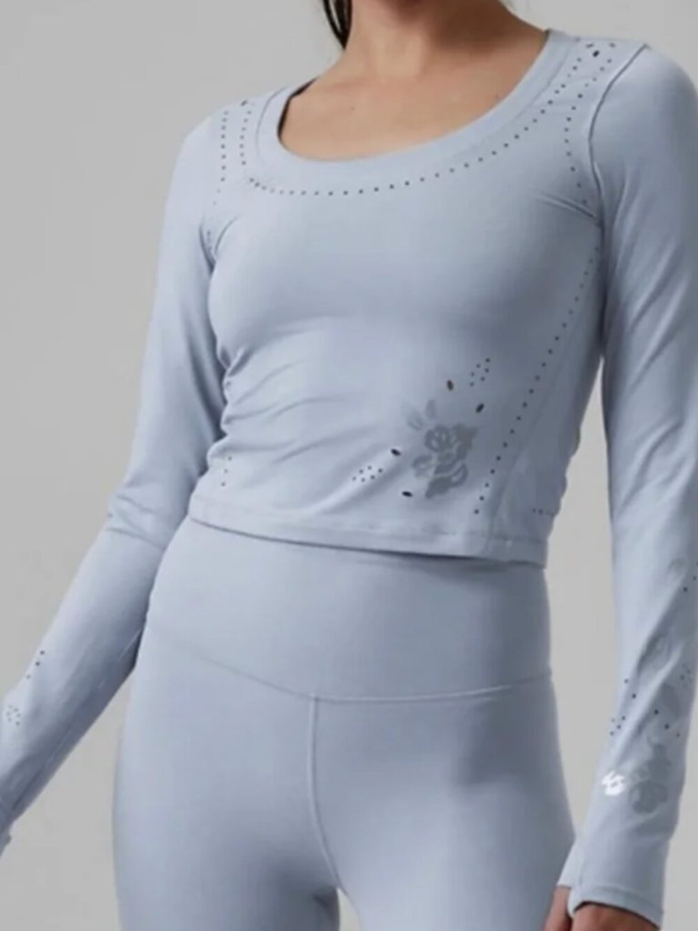 Athleta Shanti Eyelet Top in Begonia Blue Star